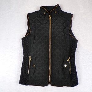 Special One By Rock Black Quilted Fur Lined Women's Vest Jacket - Size Large